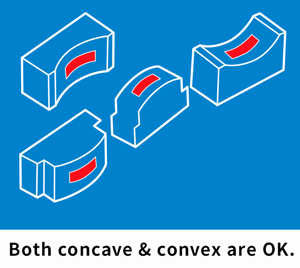 Can stick onto both concave and convex surfaces.